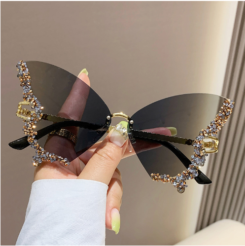 Lunettes de soleil papillon en diamant